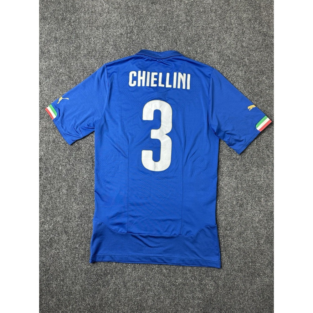 Mens Soccer Italy Puma Chiellini 3 Blue Home Euro 2016 Jersey, Size XL